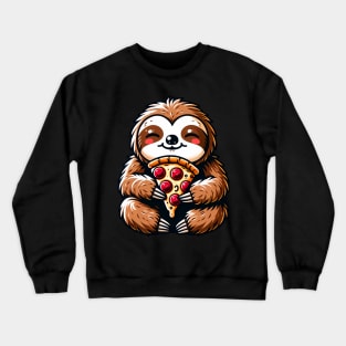 Cute Sloth with a Slice of Pizza Crewneck Sweatshirt